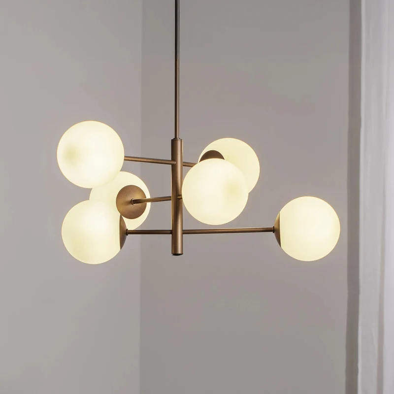 B-Ware Domiluce Hängeleuchte Pendelleuchte Aurora braun 60 cm 6-flammig Glas E14 Lampe