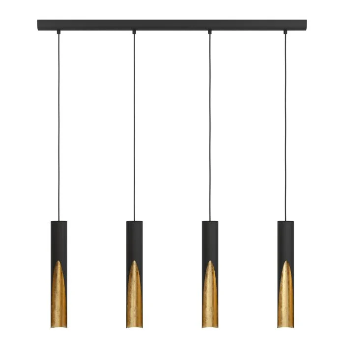 B-Ware LED Hängeleuchte Pendelleuchte Barbotto LED Lampe Schwarz Gold 4fl