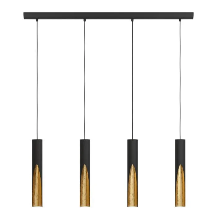 B-Ware LED Hängeleuchte Pendelleuchte Barbotto LED Lampe Schwarz Gold 4fl