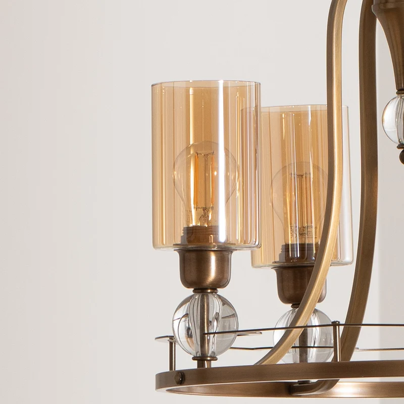 B-Ware Avonni Jadina Kronleuchter Deckenleuchte Lampe gold antik 4flg Ø50cm Metall Glas