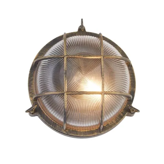B-Ware Searchlight Schiffsarmatur Porto Wandleuchte Deko-Wandleuchte rund schwarz gold