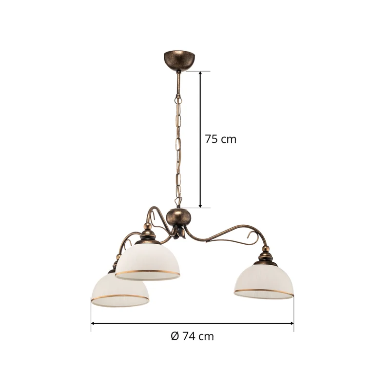 B-Ware Jupiter Hängeleuchte Pendelleuchte Casale altmessing Metall Glas 3-flammig 74cm