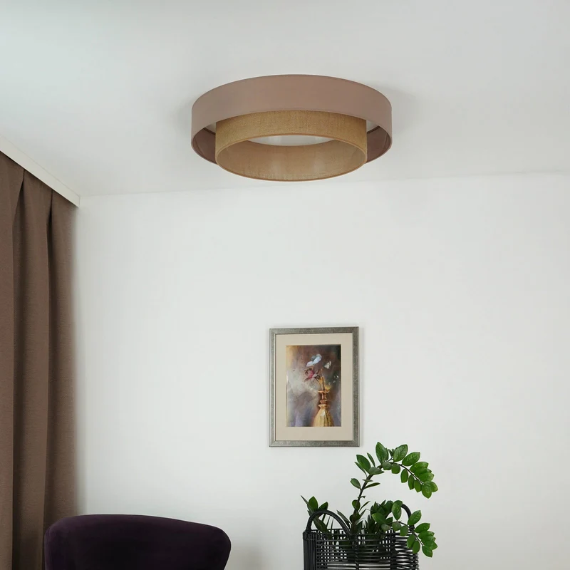 B-Ware Duolla Deckenleuchte Deckenlampe LED Textil braun Luneta Fernbedienung dimm617