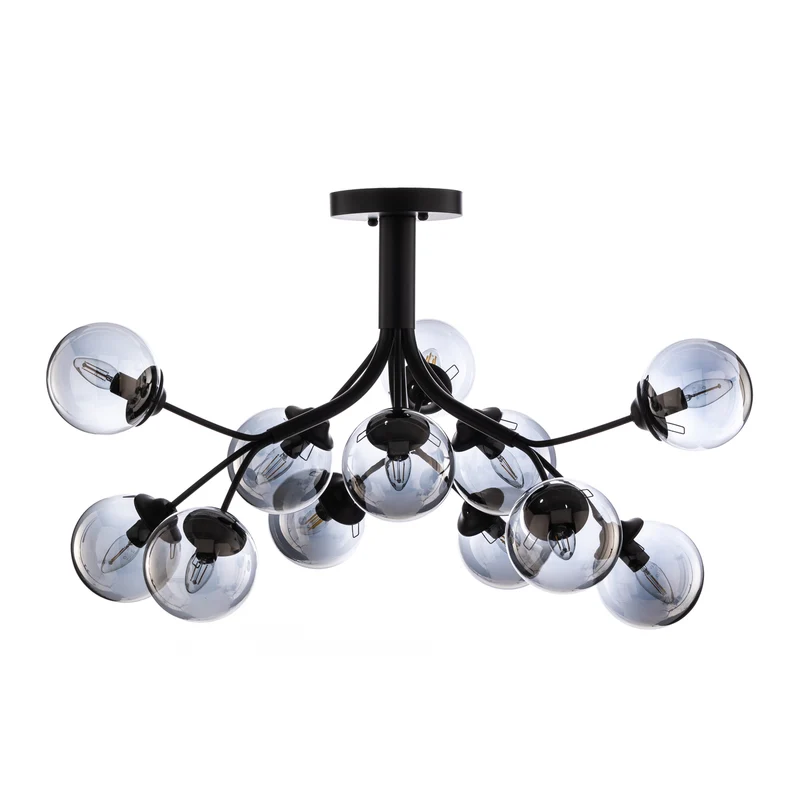 B-Ware Avonni Deckenleuchte AV-4286-12-BSY mit Rauchglaskugeln Deckenlampe Lampe Spot