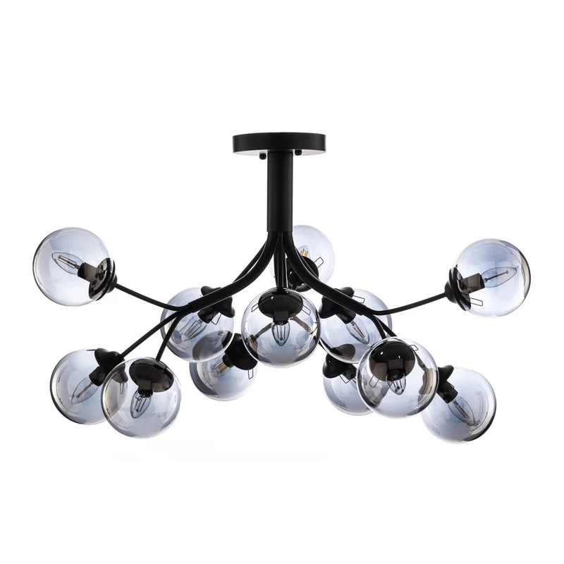 B-Ware Avonni Deckenleuchte AV-4286-12-BSY mit Rauchglaskugeln Deckenlampe Lampe Spot