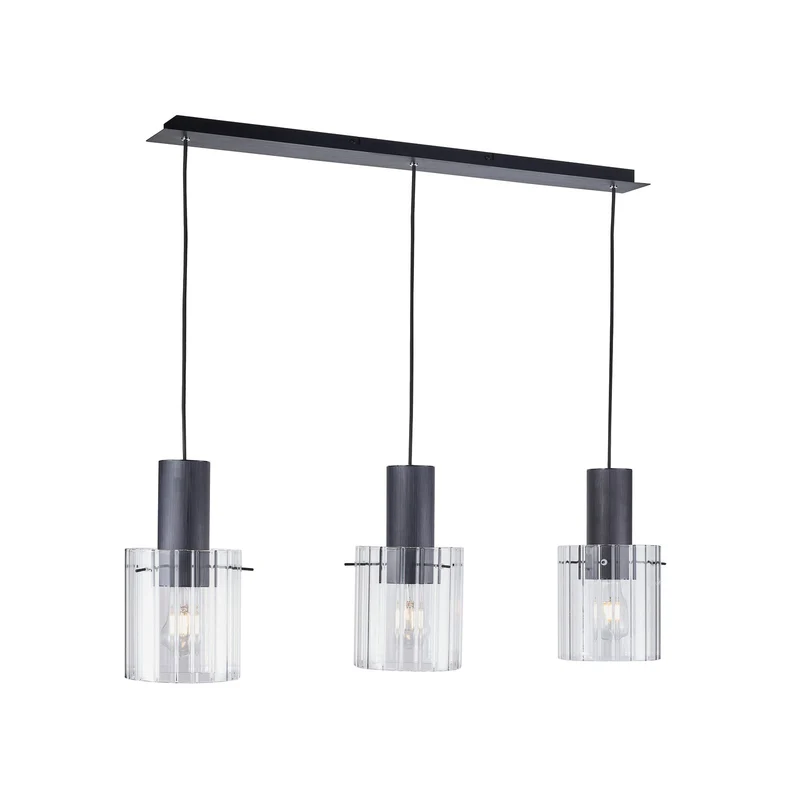 B-Ware Lucande Hängeleuchte Pendelleuchte Eirian Glas 3-flammig schwarz 90 cm Lampe