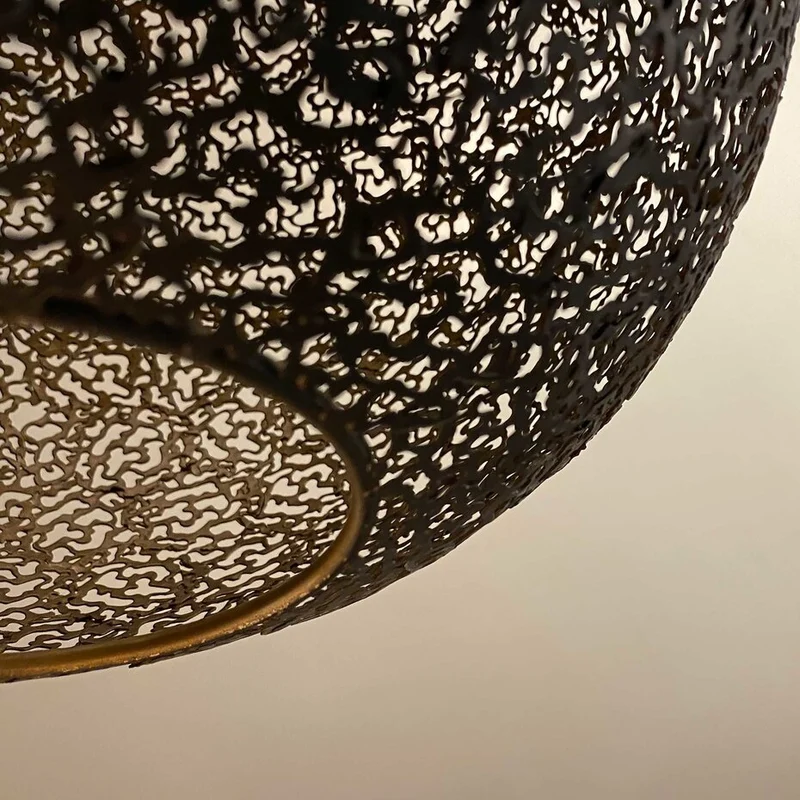 B-Ware Oronero Hängelampe Deckenleuchte Pendelleuchte schwarz gold Metall 30 cm rund
