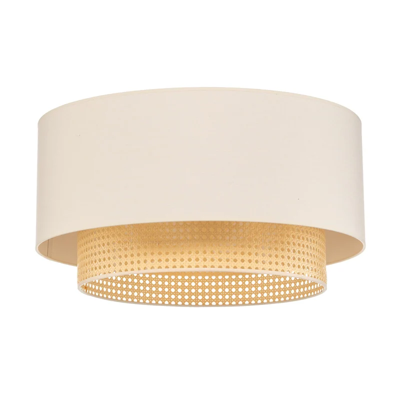 B-Ware Duolla Deckenleuchte Hängelampe Boho Rattanlampe creme weiß 60 cm Baumwolle