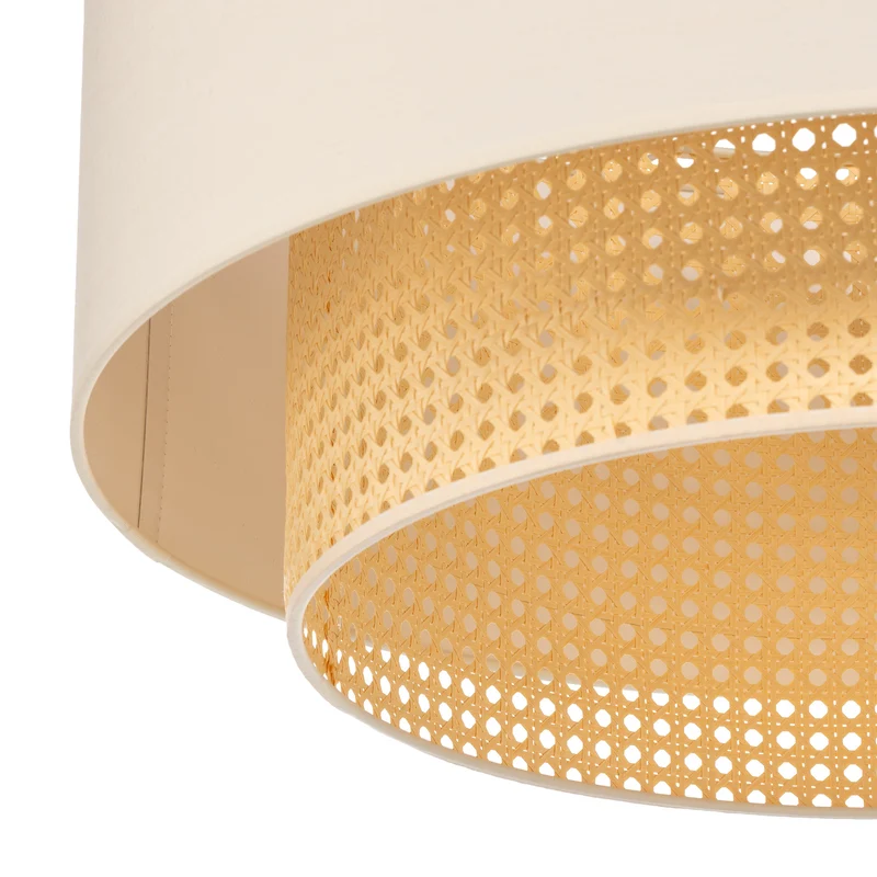 B-Ware Duolla Deckenleuchte Hängelampe Boho Rattanlampe creme weiß 60 cm Baumwolle