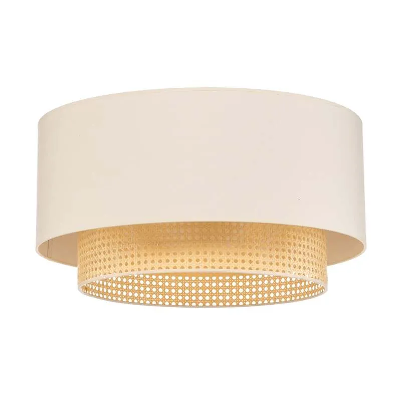 B-Ware Duolla Deckenleuchte Hängelampe Boho Rattanlampe creme weiß 60 cm Baumwolle