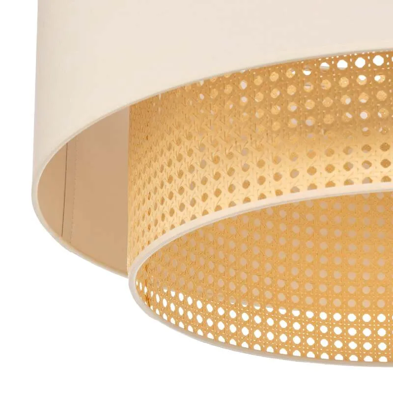 B-Ware Duolla Deckenleuchte Hängelampe Boho Rattanlampe creme weiß 60 cm Baumwolle
