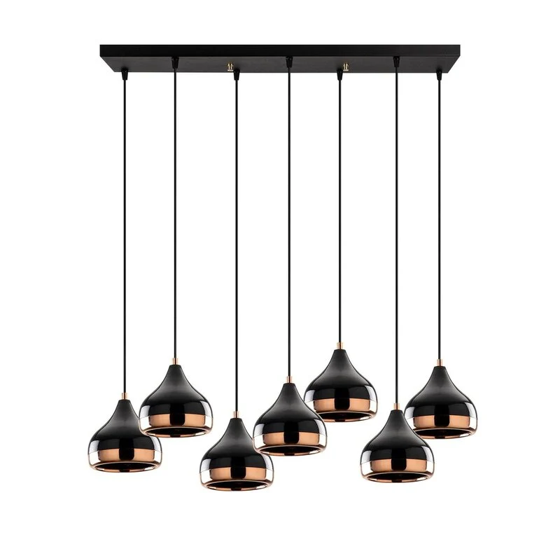 B-Ware Opviq Hängeleuchte Pendelleuchte Yildo 6894 schwarz kupfer Metall 7-flammig