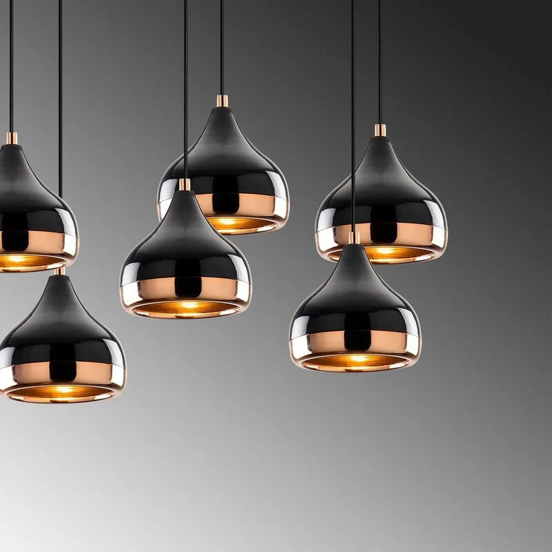 B-Ware Opviq Hängeleuchte Pendelleuchte Yildo 6894 schwarz kupfer Metall 7-flammig