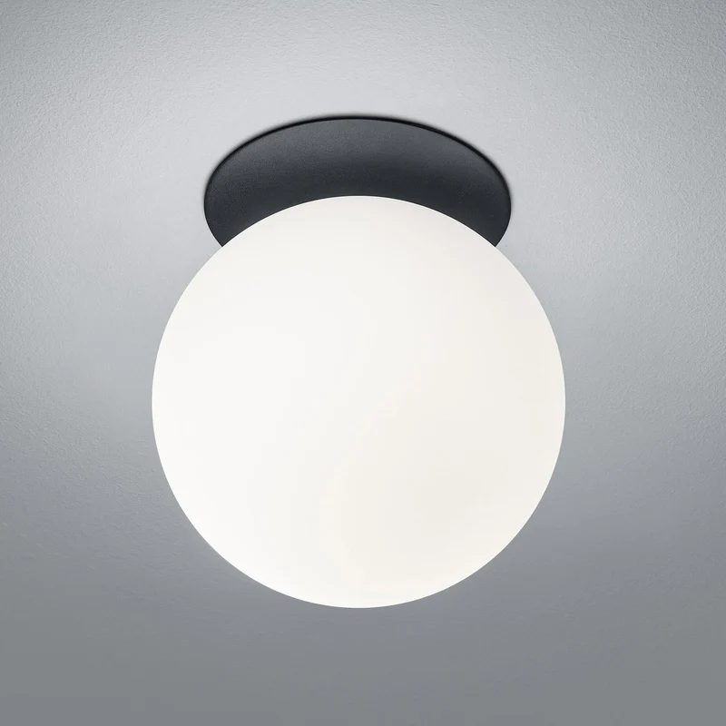 B-Ware HELL Deckenleuchte Lampe Blob Kugelschirm Opalglas schwarz Ø 20 cm E27