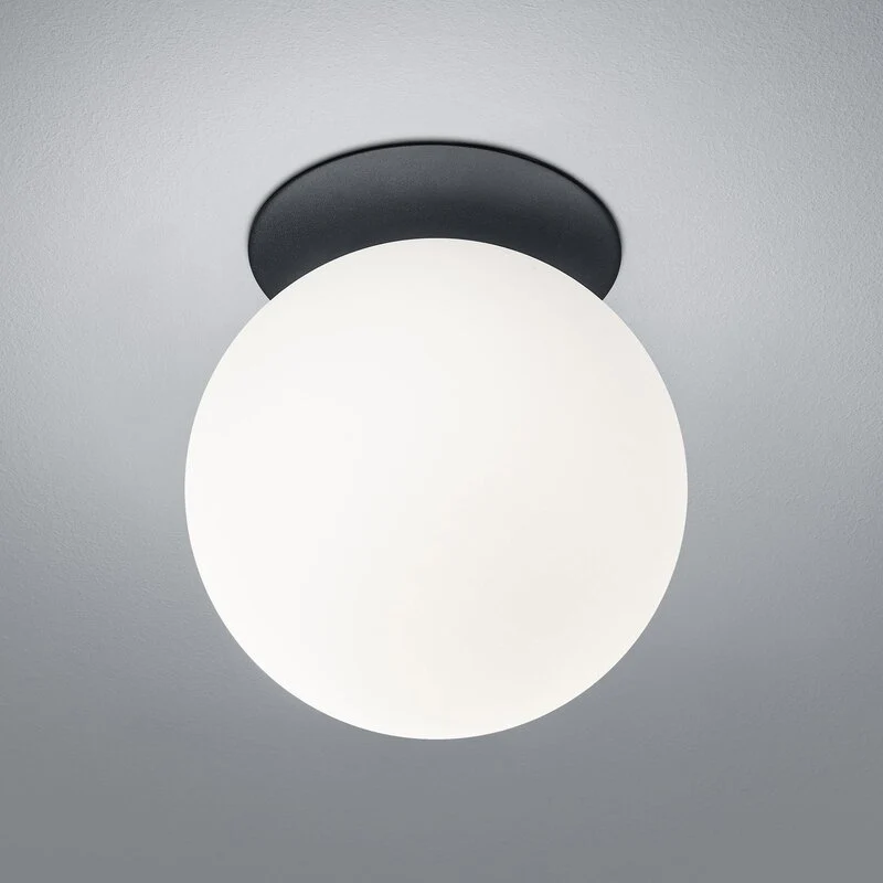 B-Ware HELL Deckenleuchte Lampe Blob Kugelschirm Opalglas schwarz Ø 20 cm E27