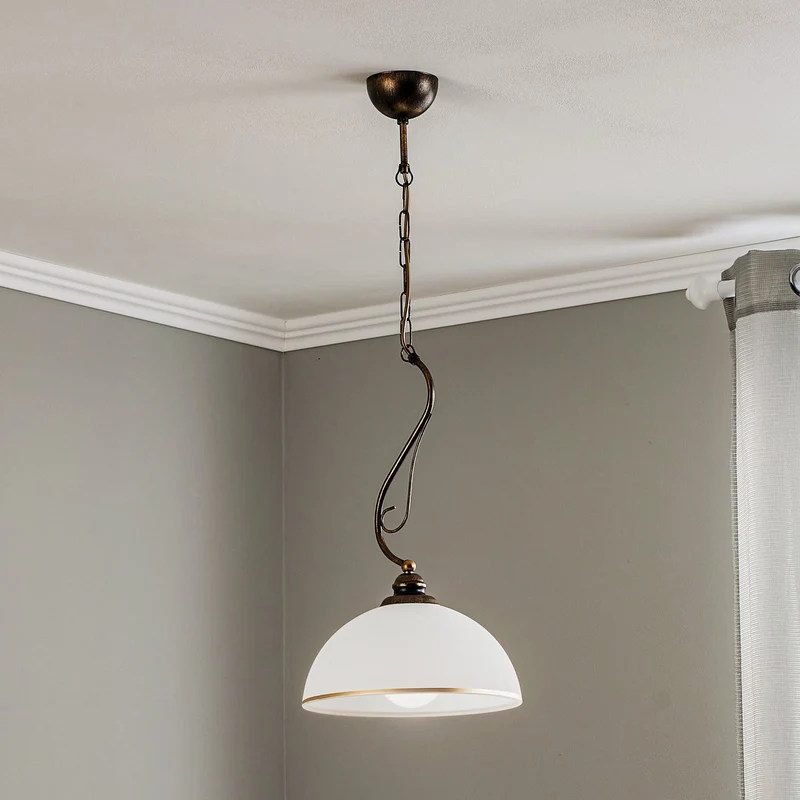 B-Ware Jupiter Hängeleuchte Pendellampe Lampe Casale altmessing weiß Metall Glas E27