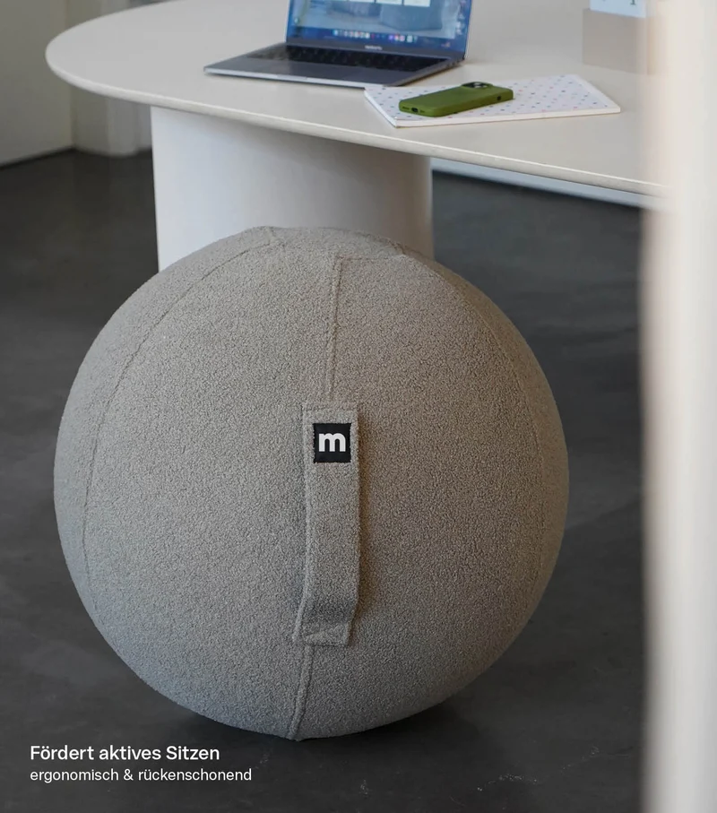B-Ware mokebo Sitzball Pezziball Yogaball Gymnastikball Teddybezug 65cm Taupe Büro