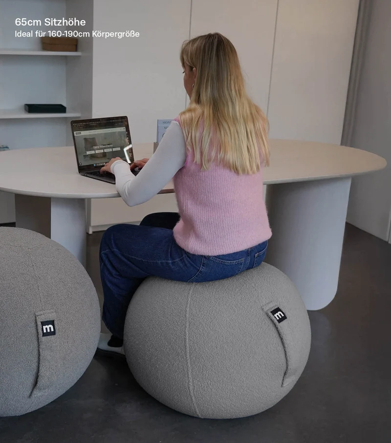 B-Ware mokebo Sitzball Pezziball Yogaball Gymnastikball Teddybezug 65cm Taupe Büro