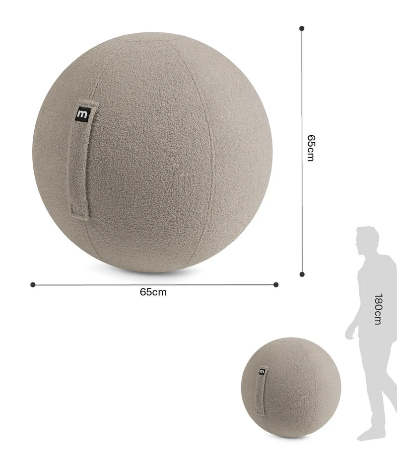 B-Ware mokebo Sitzball Pezziball Yogaball Gymnastikball Teddybezug 65cm Taupe Büro