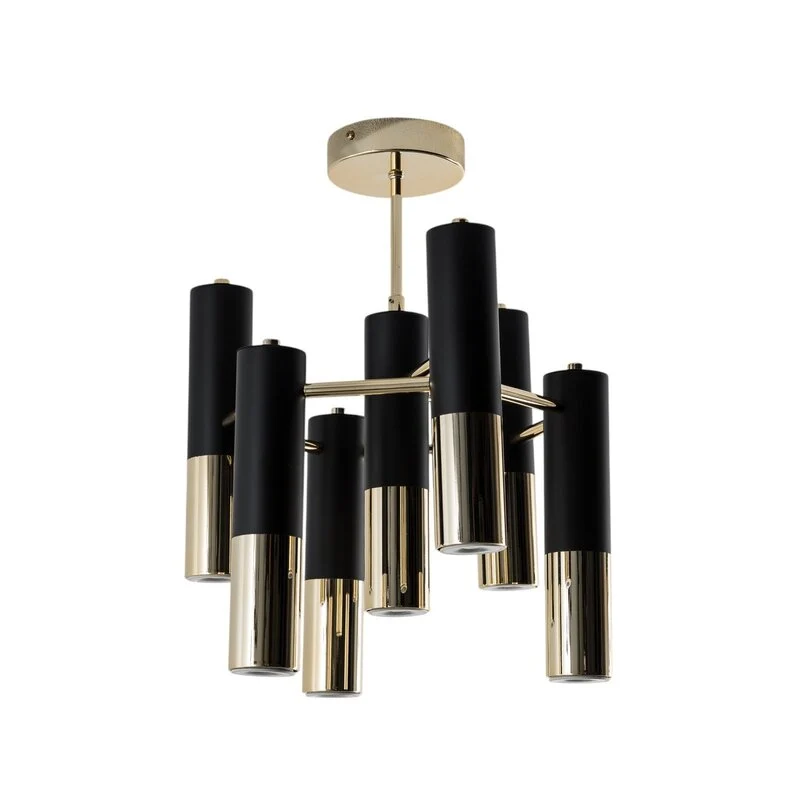 B-Ware Orino Deckenleuchte Lampe Beleuchtung GU10 Metall schwarz gold 7 flammig Modern