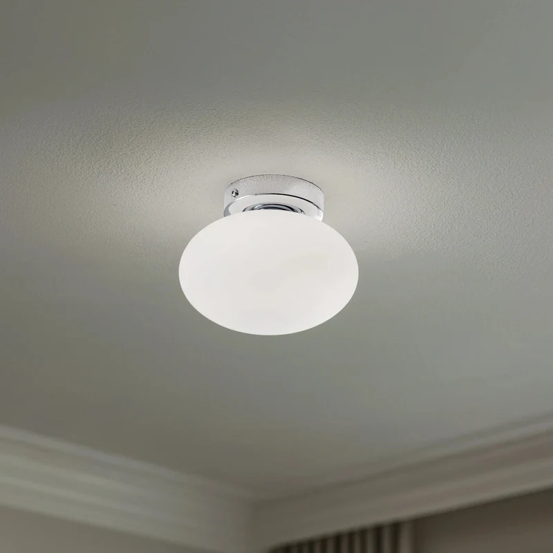 B-Ware Deckenlampe Pendelleuchte Ufo Glas Metall Ø18cm G9 Wohnzimmer Lampe weiß/chrom