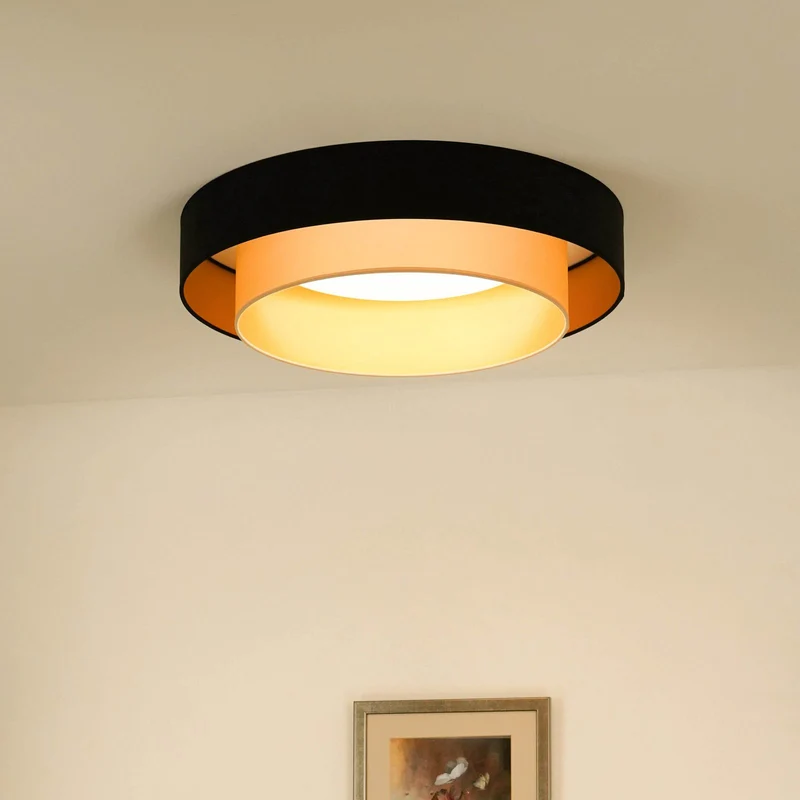 B-Ware Luneta LED Deckenlampe Leuchte Fernbedienung schwarz gold Samt 60cm dimmbar