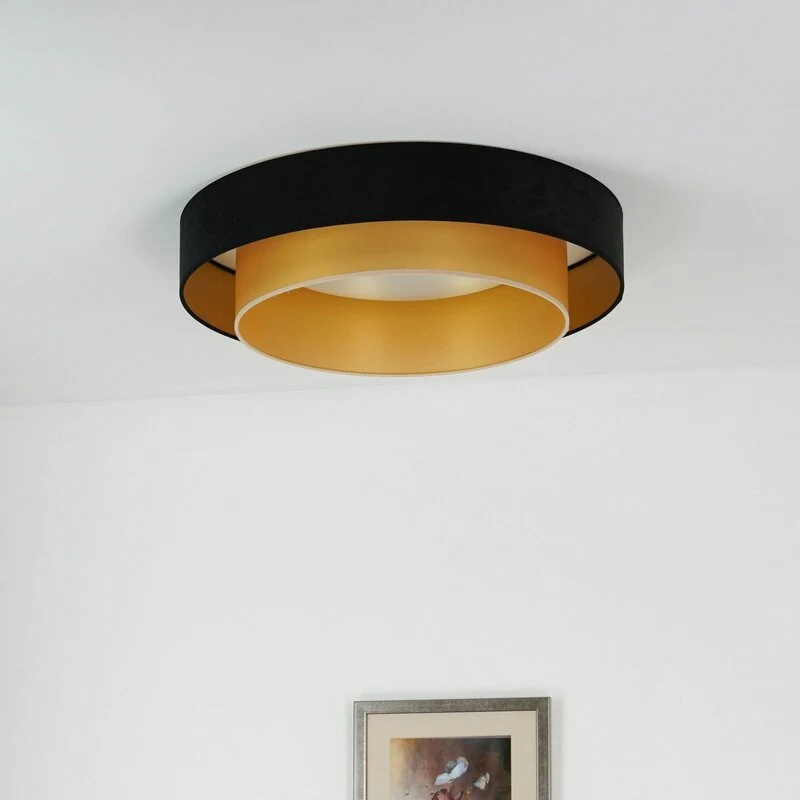 B-Ware Luneta LED Deckenlampe Leuchte Fernbedienung schwarz gold Samt 60cm dimmbar