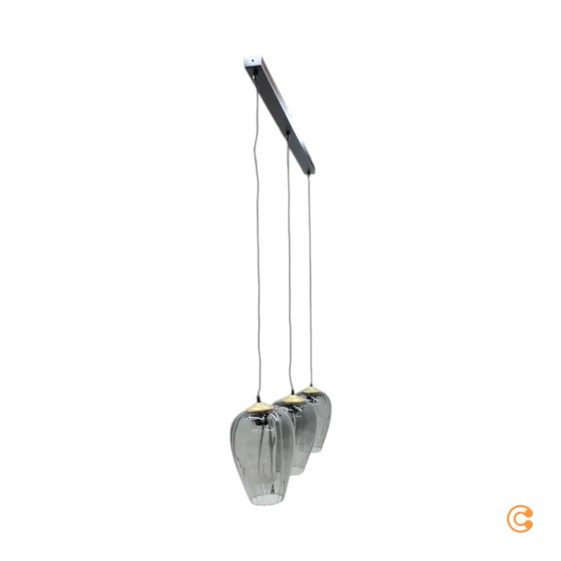 B-Ware Solbika Lighting Pendelleuchte Linkeus II, Glasgrau, 3 Lichtquellen