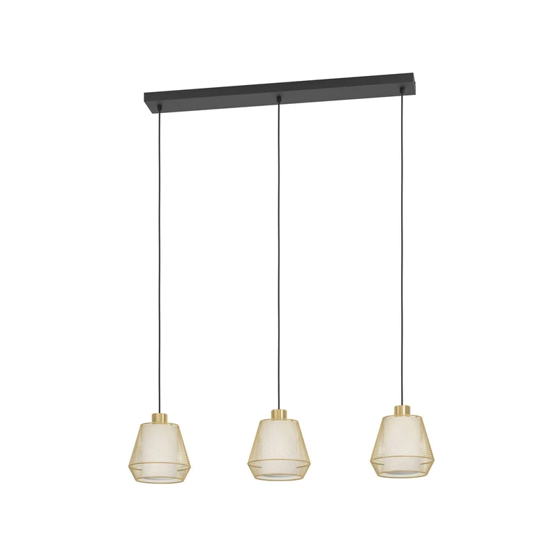 B-Ware Eglo Hängeleuchte Pendelleuchte Ciudadela schwarz messing 3 flammig 88 cm