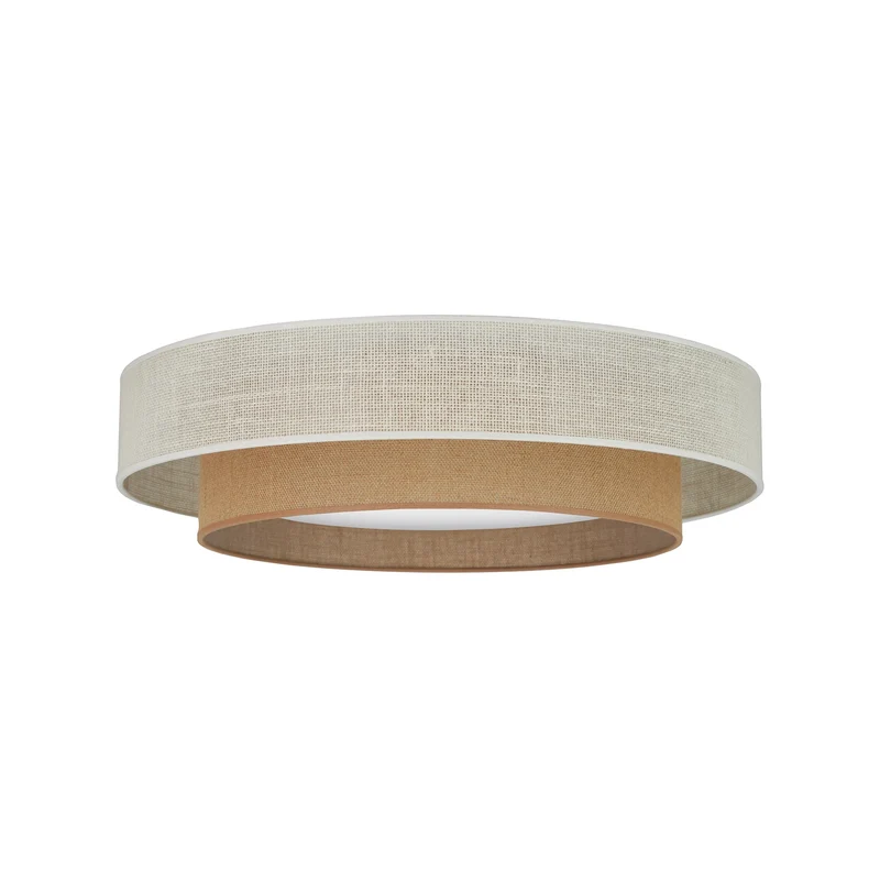 B-Ware DUOLLA Deckenleuchte Lampe LED Fernbedienung Textil weiß braun dimmbar Jute 60 c