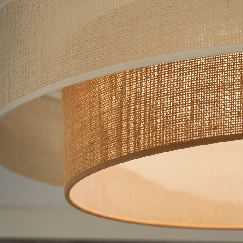 B-Ware DUOLLA Deckenleuchte Lampe LED Fernbedienung Textil weiß braun dimmbar Jute 60 c