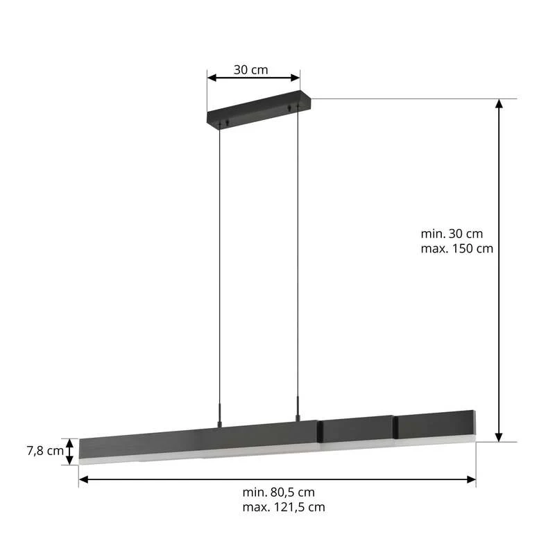 B-Ware Lucande LED Hängeleuchte Pendelleuchte Torven schwarz CCT ausziehbar