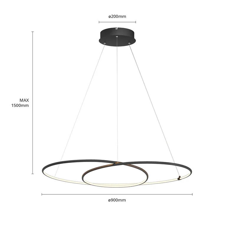 B-Ware Lindby Lucy LED-Hängeleuchte Hängeleuchte Deckenlampe Lampe 37W Ø 90cm schwarz