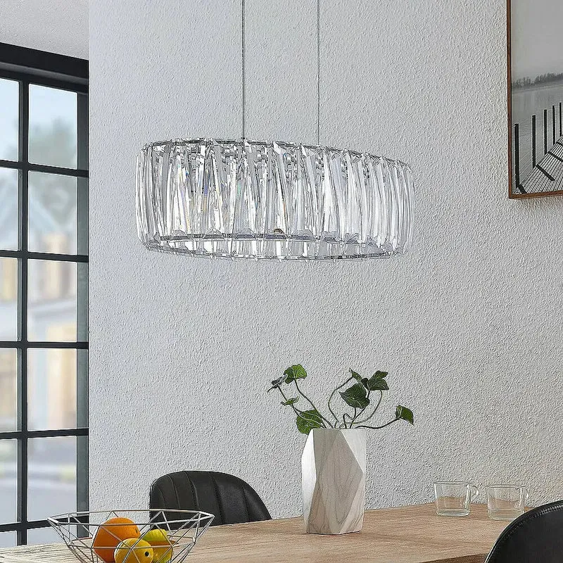 B-Ware Lindby Pendelleuchte Hängelampe Sofia transparent chrom Kunststoff E14 LED Lampe