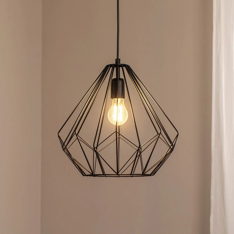 B-Ware Hängeleuchte Diamond Pendelleuchte schwarz Eisen E27 LED Metall Lampe Esszimmer
