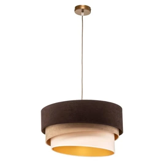 B-Ware Lampenwelt Hängeleuchte Devon braun beige ecru gold Ø45cm Hängeleuchte Deckenlam