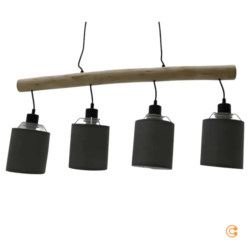 B-Ware JUST LIGHT Hängelampe Pendelleuchte GREEN TRIBU taupe vierflammig Papierschirme