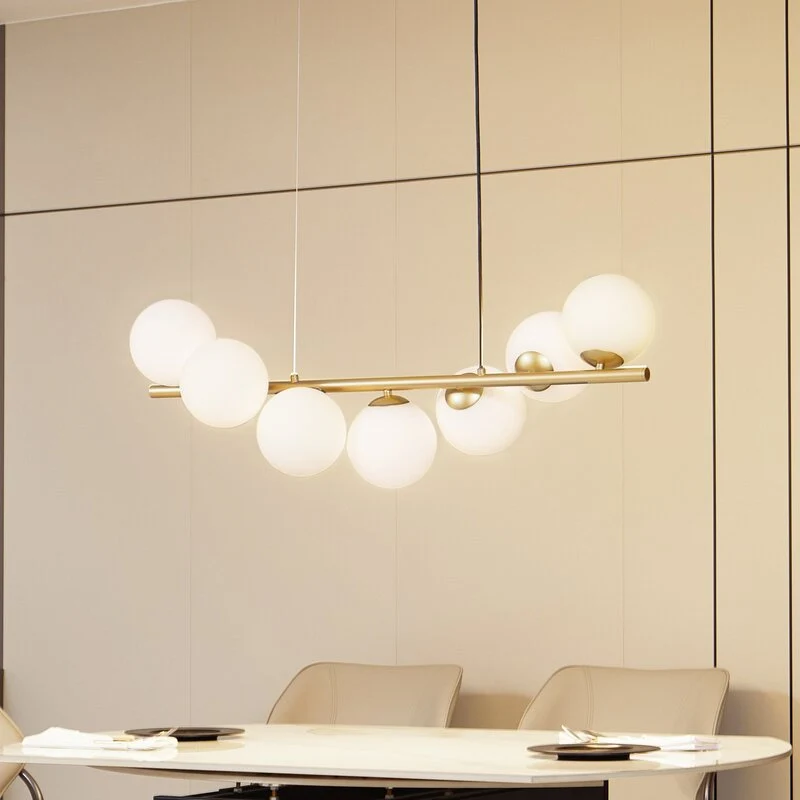 B-Ware Lucande Hängeleuchte Isandro gold opal 7-flammig Deckenlampe Deckenleuchte Spot