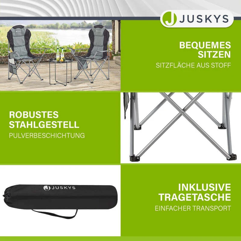 B-Ware Campingstuhl Lido Klappstuhl gepolstert mit Getränkehalter grau 62x62x102cm