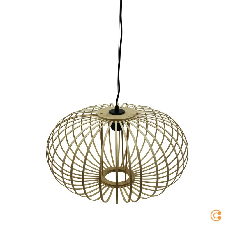 B-Ware JUST LIGHT Hängelampe Pendelleuchte Racoon Lampe LED hellbraun Holzschirm Holz