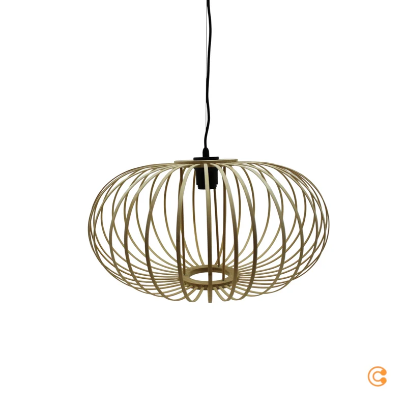 B-Ware JUST LIGHT Hängelampe Pendelleuchte Racoon Lampe LED hellbraun Holzschirm Holz