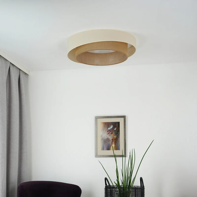 B-Ware Duolla LED-Deckenleuchte Luneta S Fernbedienung Jute beige braun Ø 60 cm