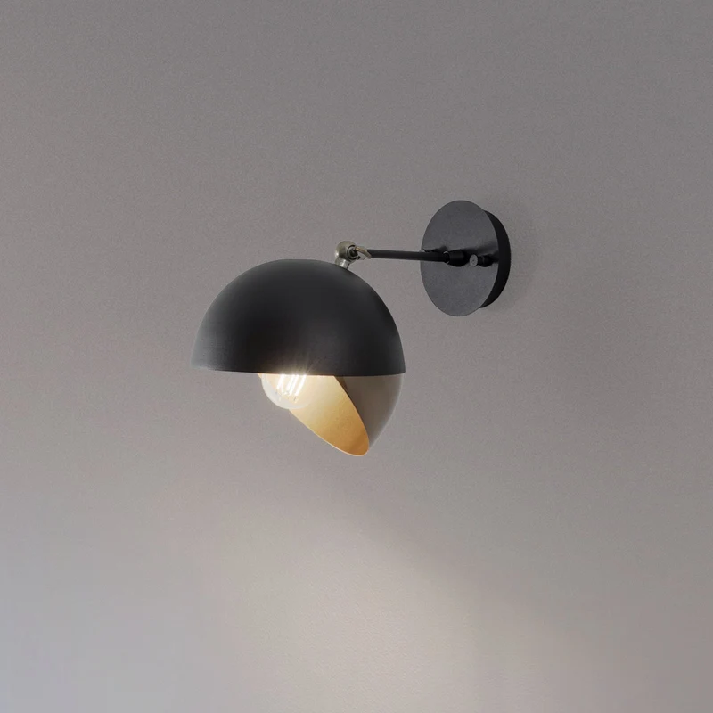 B-Ware Berceste Wandleuchte Wandlampe Lampe schwarz gold Metall Modell 252A schwenkbar