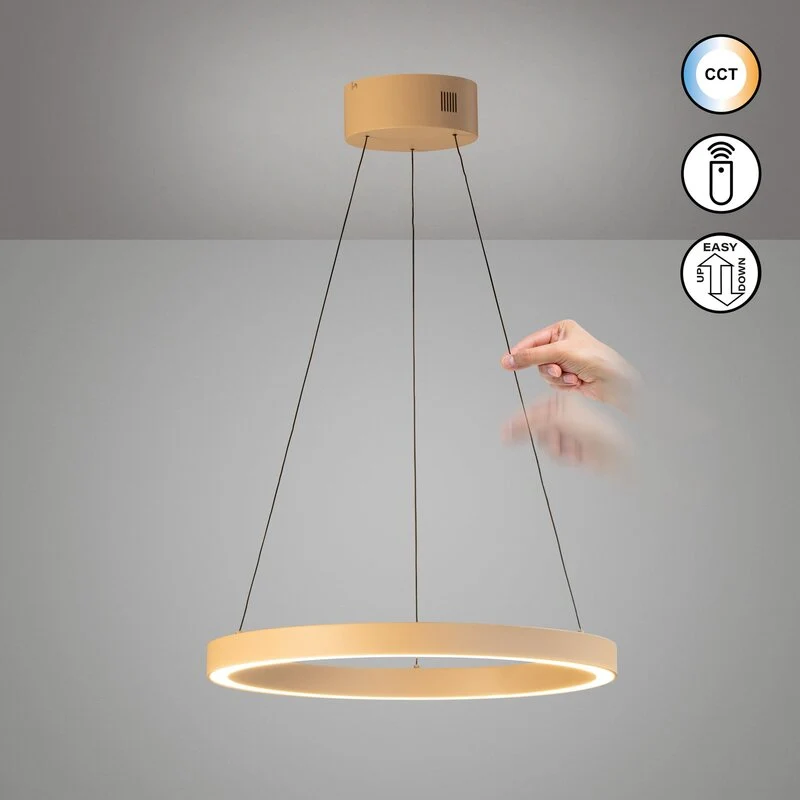 B-Ware FISCHER & HONSEL LED Hängelampe Pendelleuchte Silvio Sandfarben Metall CCT 60cm