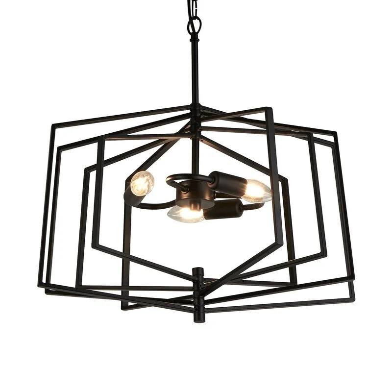 B-Ware Searchlight Hängeleuchte Pendelleuchte Slinky Metall schwarz dreiflammig 50 cm