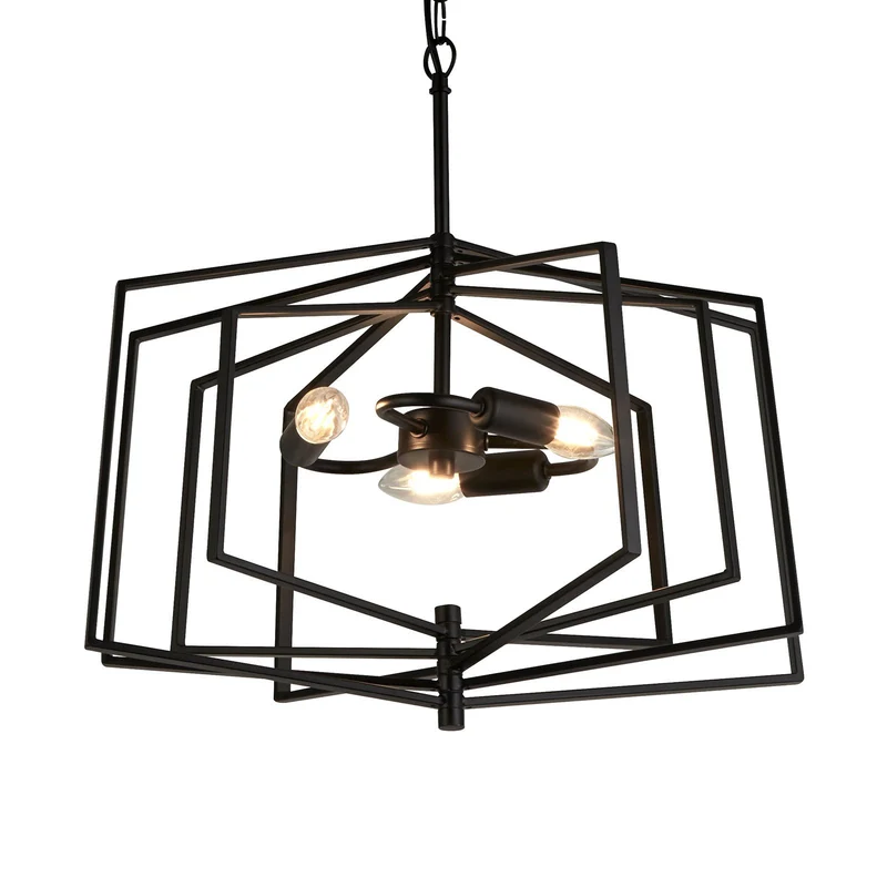 B-Ware Searchlight Hängeleuchte Pendelleuchte Slinky Metall schwarz dreiflammig 50 cm