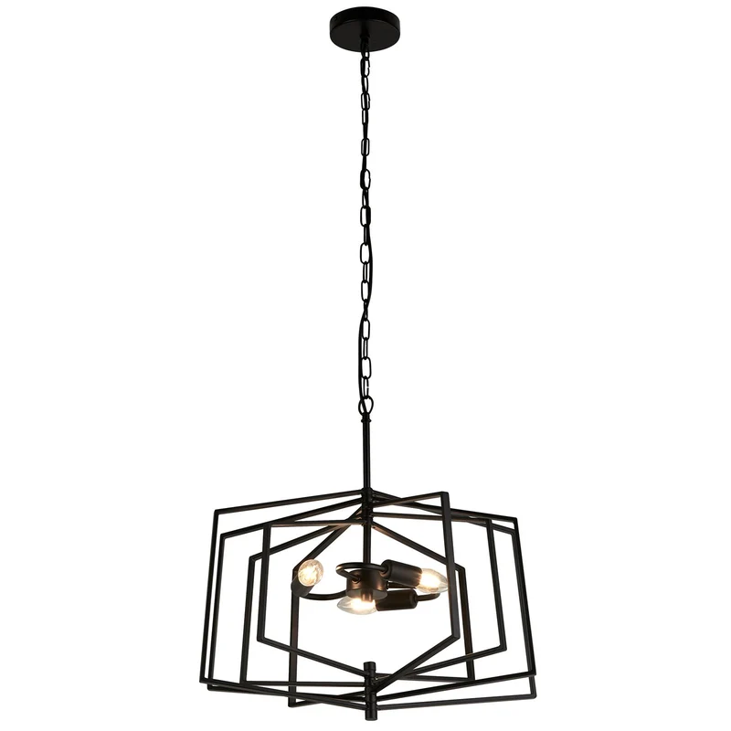 B-Ware Searchlight Hängeleuchte Pendelleuchte Slinky Metall schwarz dreiflammig 50 cm