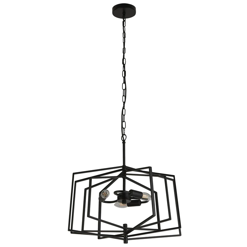B-Ware Searchlight Hängeleuchte Pendelleuchte Slinky Metall schwarz dreiflammig 50 cm