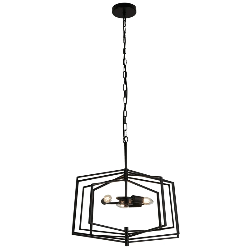 B-Ware Searchlight Hängeleuchte Pendelleuchte Slinky Metall schwarz dreiflammig 50 cm
