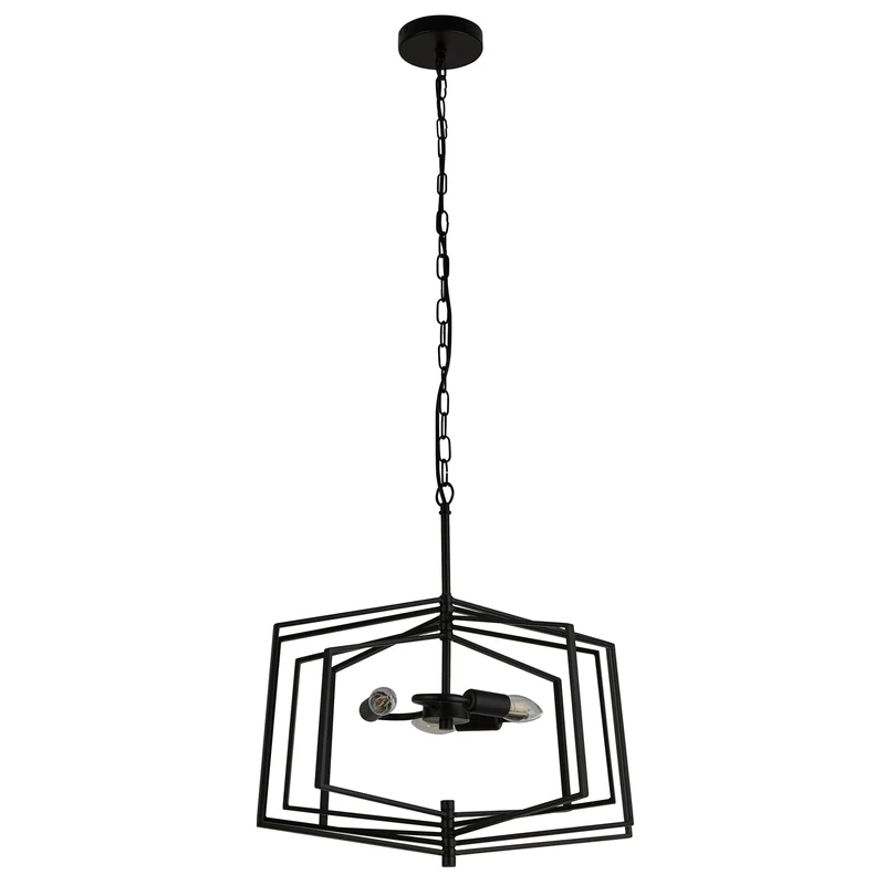 B-Ware Searchlight Hängeleuchte Pendelleuchte Slinky Metall schwarz dreiflammig 50 cm